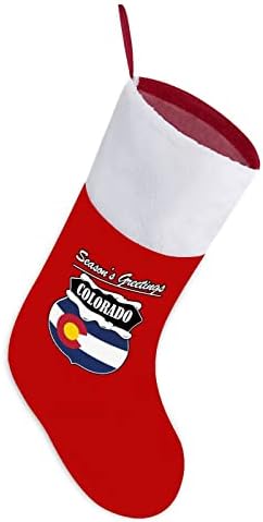 Сезони Поздрав Колорадо државно знаме Божиќни чорапи црвен кадифе со бела торба за бонбони Божиќни украси и додаток на семејна забава
