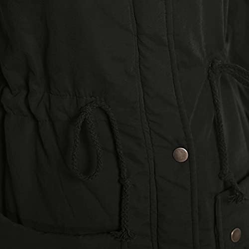 Prdecexlu Долг ракав палто женски со аспиратор за патување зимска мода удобност со џебови палто лабава фитинг цврста лаптоп