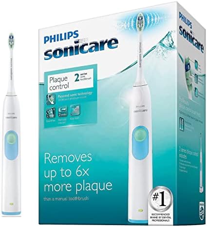 Philips Sonicare 2 Control Plque Control Бела електрична четка за заби, крпа за чистење црна боја