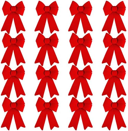 Уратот 16 пакувања црвени Божиќни велосипеди лакови ПВЦ фланел Божиќно дрво Декорација лакови за Божиќни занаети Орнаменти, 5 x 8 инчи
