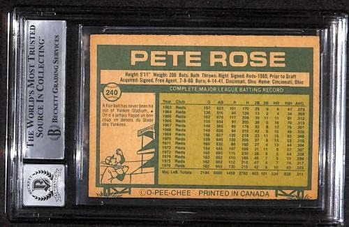 240 Пит Роуз - 1977 О-Пи-Чи Бејзбол Картички Оценет БГС Авто 10-Бејзбол Плочи Автограм Картички