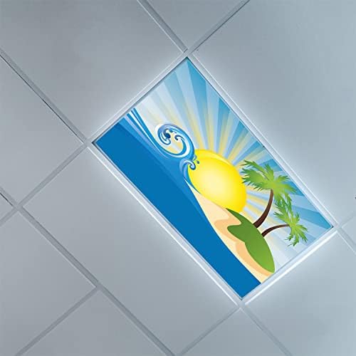 Флуоресцентни Светлосни Капаци За Тавански Дифузни Панели-Шема На Плажа - Флуоресцентни Светлосни Капаци за Канцеларија во Училница-2ft