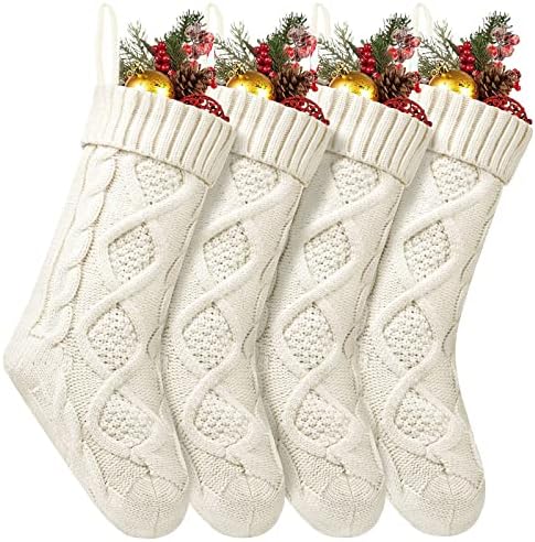 Baishitop 4 пакувања Божиќни носења за чување на чорапи за подароци со чанти од 18 инчи Декорација Персонализирани чорапи со чорапи со долги