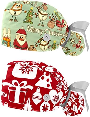 2 парчиња ретро весела Божиќ Дедо Мраз снежни меки Дрво Подарок зајак зимски чистач со копчиња и вратоврска за ленти за жени