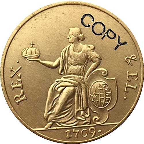24 К злато позлатена Полска 1709 копија од монета 24 5мм Колекција за украси за копирање Подароци