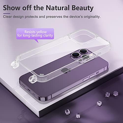 Caka за iPhone 14 Pro Clear Case, iPhone 14 Pro Case со лента за прилагодување на вратот за прилагодување на вратот, заштитен телефонски покритие