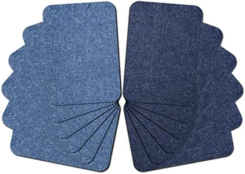 Guokuai 12 парчиња Премиум квалитетна ткаенина железо на закрпи за поправка на облека фармерки нијанси на сина боја во фармерки и поправка на облека