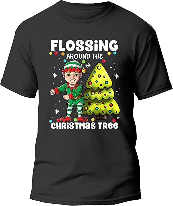 Елф Флос се распрснува околу маицата на елката, смешен роденден памук, гроздобер подарок за мажи жени