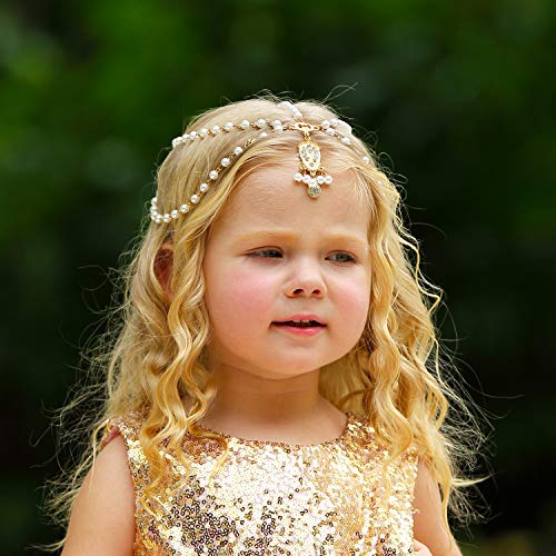 Златна Лента За Глава Принцеза Коса Синџир За Мали Девојчиња Роденден, Свадба Партија Се Облекуваат