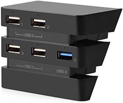 Dauerhaft USB Splitter Expander за PS4 5 Port USB центар со низок профил со 5-порта за уникатни LED индикатори, за PS4 Pro конзола
