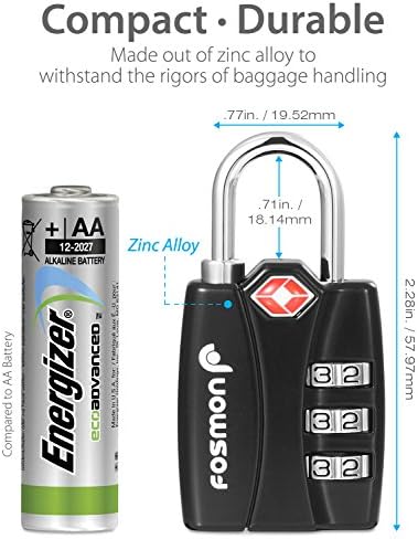 ФОСМОН ТСА прифати брави за багаж, Индикатор за отворено предупредување 3 цифри за комбинација со легура за туристичка торба, кутија за