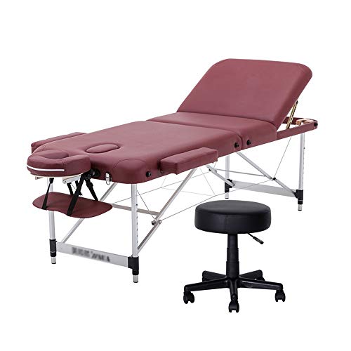 LJHA преклопена масажа за масажа, убавина физиотерапија кревет дома преносен тетоважа кревет со алуминиумска заграда и маса