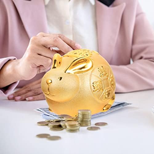 Ipetboom Zodiac зајак Piggy банка злато монета банка година на статуата на зајакот керамички пари тегла за заштеда на пари Нова година подарок