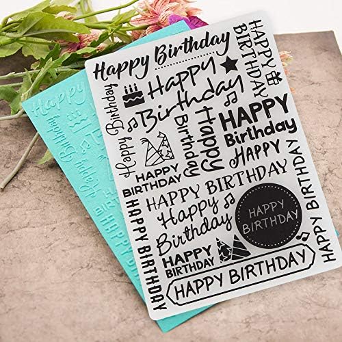 Глоглоу Среќен роденден втиснува папка, DIY рачно занаетчиски занаетчиски печат за печат за гума за занаетчиски картички за занаетчиски картички