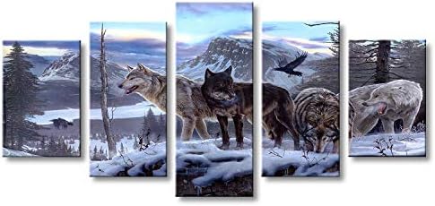 Arthome520 сино животно волк слики од животински светски платно печатени слики подготвени да висат за домашен декор wallидна уметност за живеење