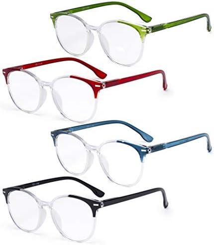 Cessblu дами со голема рунда за читање очила 4 пара преголеми очила за очила за жени кои читаат