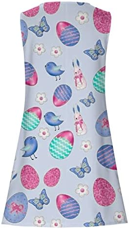 Летни фустани за жени плажа цветна екипаж на вратот на вратот на вратот Трендовски обичен фустан за печатење без ракави без ракави