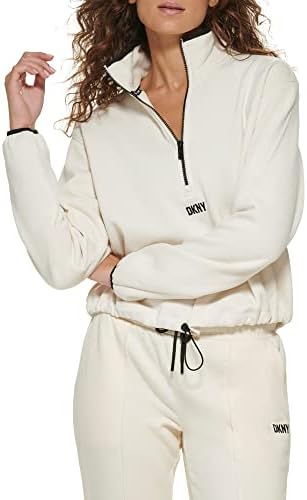 DKNY Sportенски спортски половина патент џемпер од руно јакна