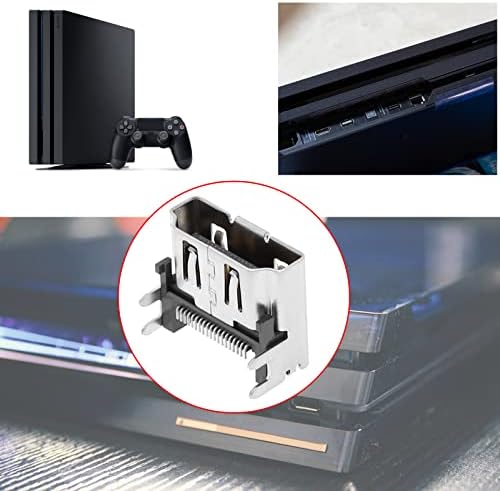Замена на конекторот за приклучок HDMI Port Socket Конектор Компатибилен со PS4 SLIM/PRO Aluminum HDMI Slim Port Socket Electronic додатоци Сребрена