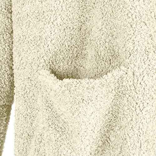 Женски фланелен шакет случајна лабава цврста боја долга ракав кардиган џемпер врвни надворешни облеки Симпатична зимска облека