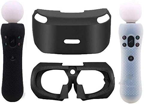 3D стакло заштитен силиконски кожа за очи за очи за очи за слушалки PSVR PS VR+ 2PCS Силиконски заштитен случај на кожата за контролор