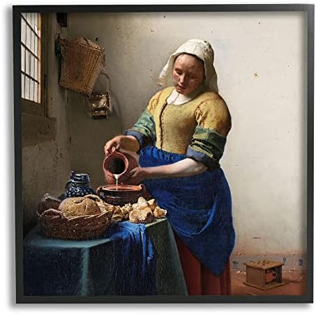 СТУПЕЛ ИНДУСТРИИ Кујната слугинка Јоханес Вермеер Класично сликарство Рамка wallидна уметност, Дизајн од One1000Paintings