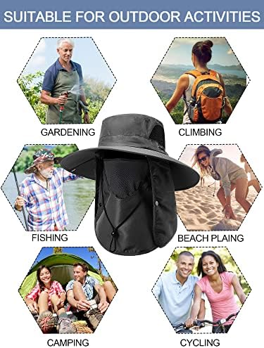 Леумои 6 парчиња риболов капа за мажи жени водоотпорна широка капа со капаче за лице и капаче на вратот на отворено УВ заштита за пешачење