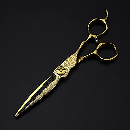 Ножици за сечење на коса, 6 инчи професионална Јапонија 440C злато сечење ножици Damascus ножици за коса за фризури за слабеење