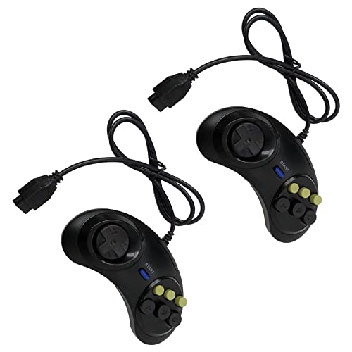 Qblahip 2pcs 6 контролер на играта на копчињата за Sega Genesis Black