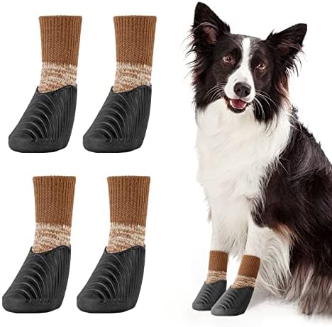 Кучиња чорапи за подови од дрвени предмети, на отворено анти -лизгање водоотпорен заштитник на шепи за тротоари за мали средни миленици