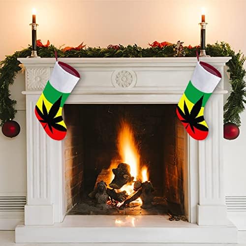 Лисја на лисја Реге знаме Божиќно порибување Божиќно дрво камин виси чорапи со кратка кадифен манжетна декорација за домашна забава