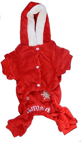 Lanyarco Red Christmas Дедо санта празничен празничен кучиња мачки пижами кутриња худи руно, Xsmall големина