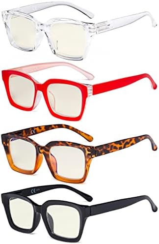Очила За Очи Заштедете 10% на 4 Пакувања Очила За Читање Со Сино Светло Филтер и 4 Пакувајте Големи Читачи на Компјутери +1,25