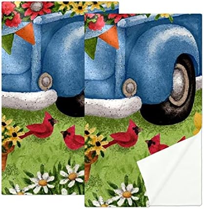 Woshjiuk 2 пакувања со микрофибер салата за џебни крпи, камион добредојде од пеперутка пчели цветна птица, ладење пешкир мраз пешкир Супер