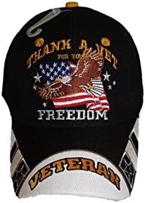 Заблагодарете Му Се На Ветеранот За Вашата Слобода Ветеран Орел Знаме Везени Топката Капа Шапка, Црна, Една Големина Одговара На Повеќето