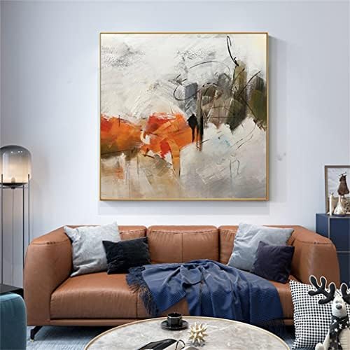 Yxbdn Апстрактна сива портокалова рачно изработена модерна масло за сликање платно плака за сликарска слика домашна просторија декор