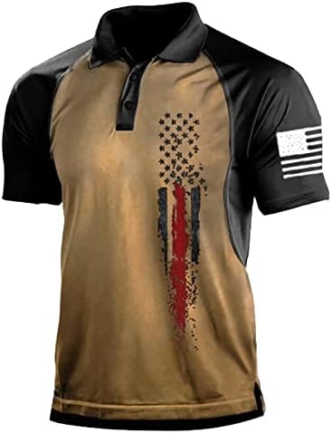 Ruiruilico Mens USA Flag Polo кошули Патриотски 4 -ти јули маички летни обични лабави вклопени кратки ракави Туника врвови