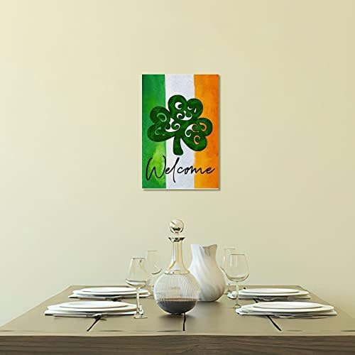 Среќен Ден на Свети Патрик, дрво знаци Ирска знаме Ирска Шамрок Детелина знак гроздобер wallидна врата уметност знак персонализирани