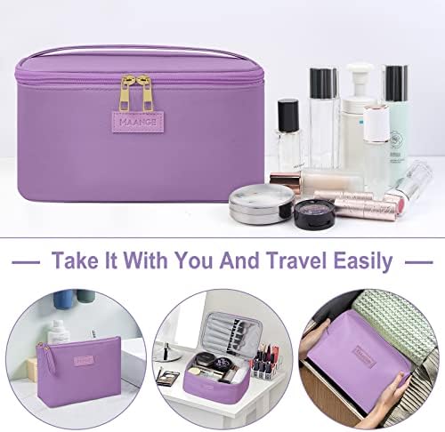 ТОРБА ЗА Шминка MAANGE Travel - Голема Торба За Шминка со 2 парчиња Мала Торба За Шминка Пренослива Кожна Козметичка Торба За Тоалети Торби