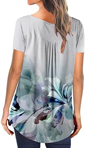 Женски врвови ја кријат стомакот летна кошула обична облечена долга туника врвови за носење со хеланки chinoiserie цветна кошула на плажа