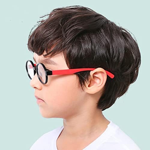 SOLUSTRE Сини Светлосни Очила Кружни Очила 2 парчиња Едноставни За Анти-сини C Очила Детска Нога Момчиња Светло Црна Мода Очила Рамка Црвени