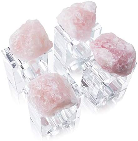Xjjzs 8pcs роза кварц со салфетки прстени држач за салфетка организираат природен камен розови кристални салфетки прстен
