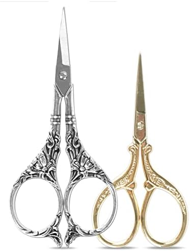 BIHRTC пакет од 2 ножици за везови мали ножици за шиење не'рѓосувачки челик Класични ножици DIY алатки за ножици за ножици за