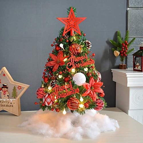 Елката на таблети zmdza, вештачко мини Божиќно дрво со LED жица светла и украси, декор за дрво за украсување на Божиќ