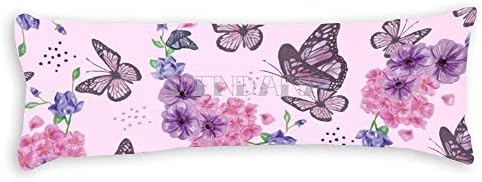 Прекрасна Виолетова Кутија За Перница За Тело Од Пеперутка Покријте 20 х 54 Навлаки за Перници За Тело Со Патент Памук Мека Долга Футрола За Перници