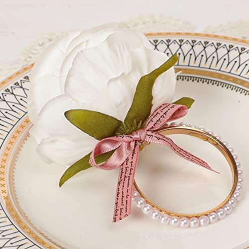 Сет на прстени од салфетка со хемотон: рачно изработени розови салфетки- држач за сервиси за сервиси за свадба Денот на благодарноста банкет
