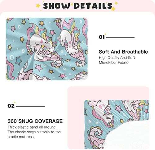 Umiriko Unicorn Cute Pack n Play Baby Playard Playard Sheets, Mini Crib Sheet for Guys Girls Player Matteress Cover 20201572