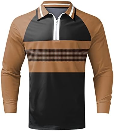 Wocachi 2022 Mens Polo кошули со долги ракави 1/4 zip up вратот голф врвови шарени крпеница улична облека модна дизајнерска кошула