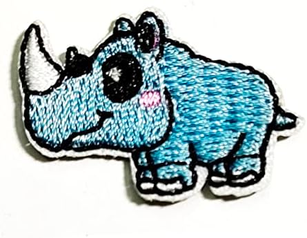 Реткосична лепенка мини животно носорог, лепенка јакна Поло Т- кошула капа ранец Апликација извезена шива железо на закрпи уметнички