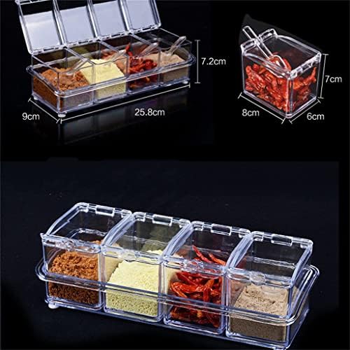 PPGGZ преносни зачинети кутии за зачини кутија кујна за зачинување шеќер сол транспарентни четири кутии со лажица